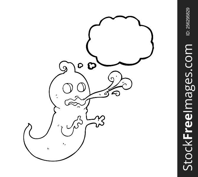 freehand drawn thought bubble cartoon slimy ghost