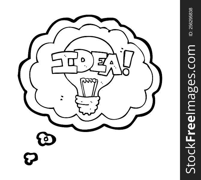 Thought Bubble Cartoon Idea Light Bulb Symbol