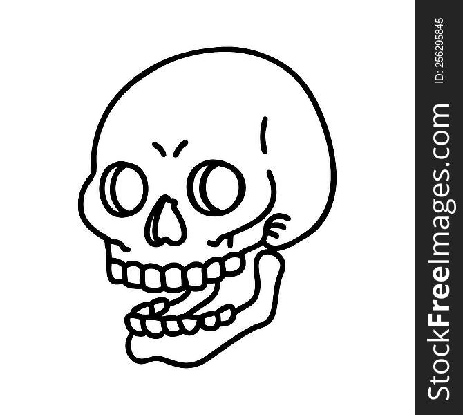 Black Line Tattoo Of A Skull