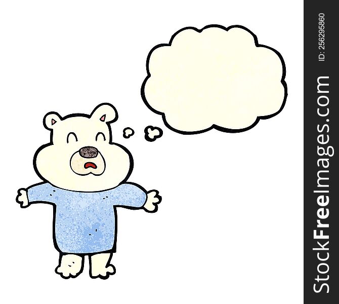 cartoon unhappy polar bear  with thought bubble