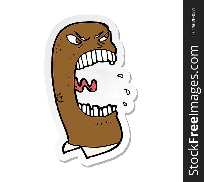 sticker of a cartoon furious man shouting