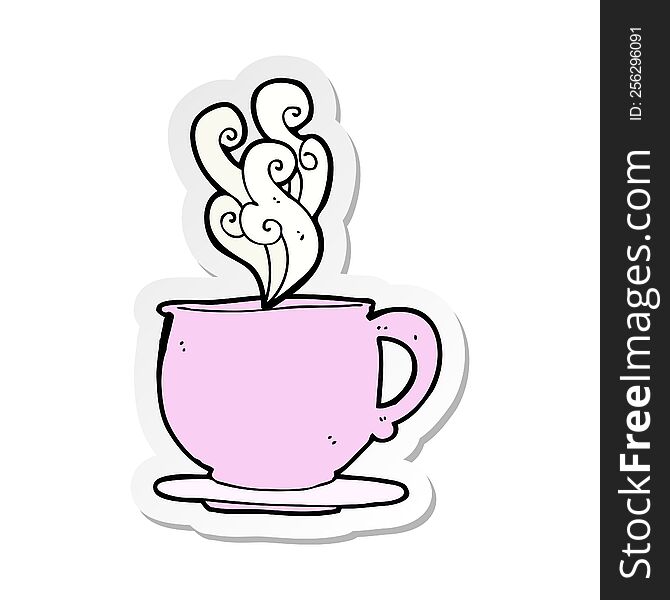 sticker of a cartoon teacup with sugar cubes