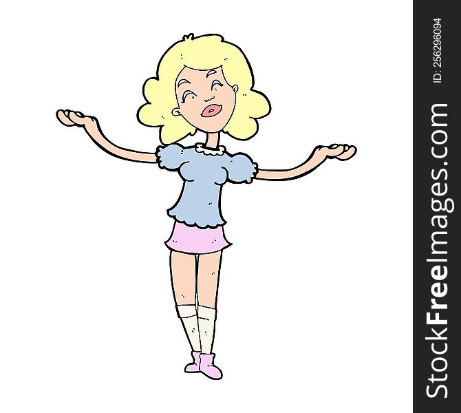 Cartoon Woman Taking Praise