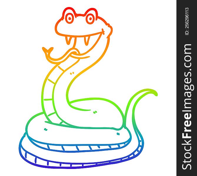Rainbow Gradient Line Drawing Cartoon Happy Snake