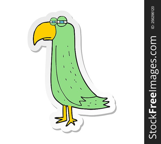 Sticker Of A Cartoon Parrot