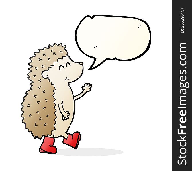 Cute Speech Bubble Cartoon Hedgehog