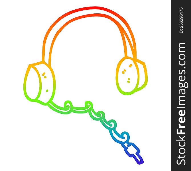 Rainbow Gradient Line Drawing Cartoon Headphones