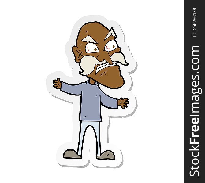 Sticker Of A Cartoon Angry Old Man