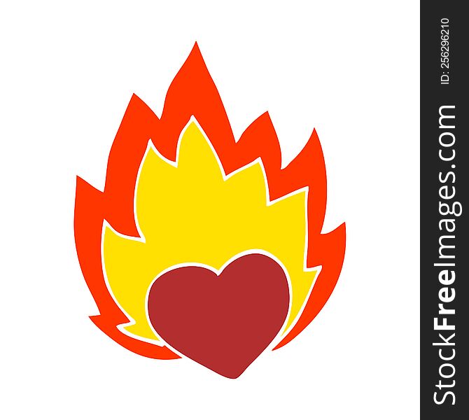 Cartoon Doodle Flaming Heart