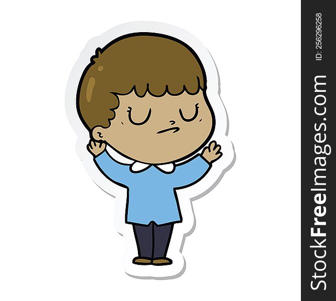 Sticker Of A Cartoon Grumpy Boy