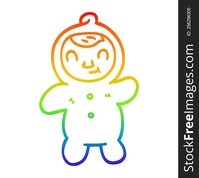 Rainbow Gradient Line Drawing Cartoon Human Baby