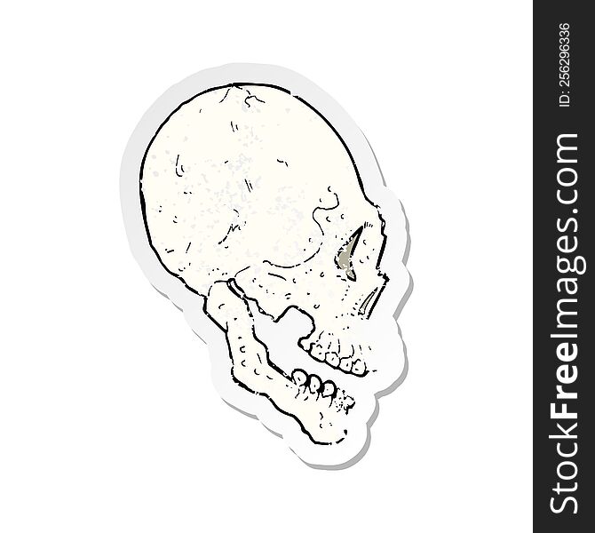 retro distressed sticker of a skull illustration