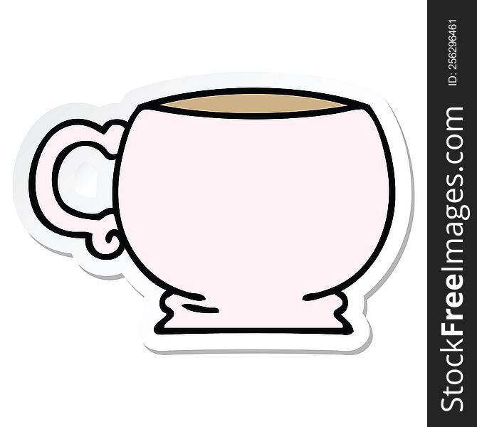 sticker of a quirky hand drawn cartoon mug