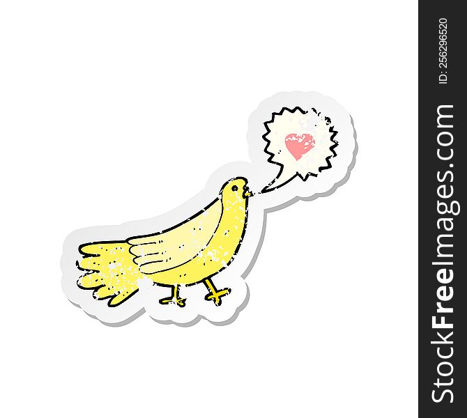 Retro Distressed Sticker Of A Cartoon Love Bird