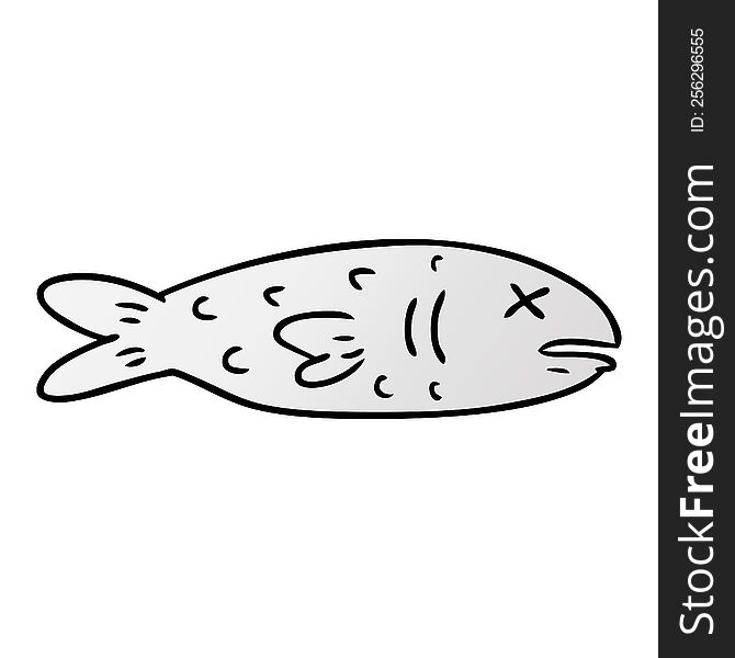 hand drawn gradient cartoon doodle of a dead fish