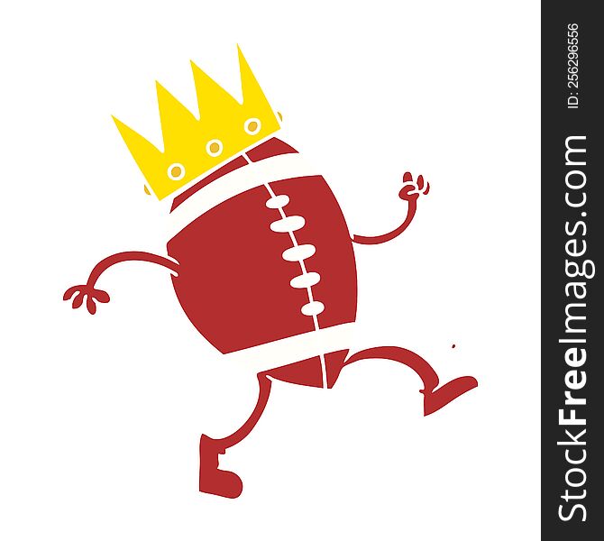 football with crown flat color style cartoon