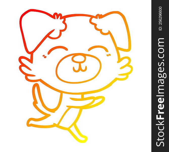 warm gradient line drawing of a cartoon dog