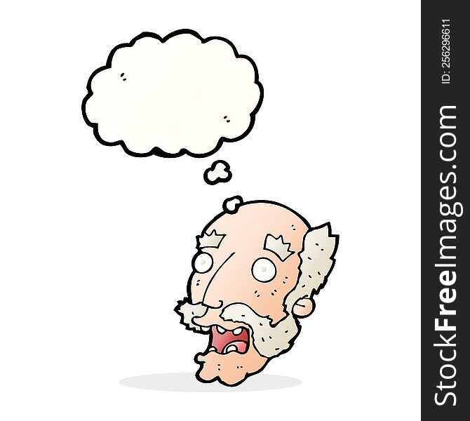 Cartoon Shocked Old Man With Thought Bubble