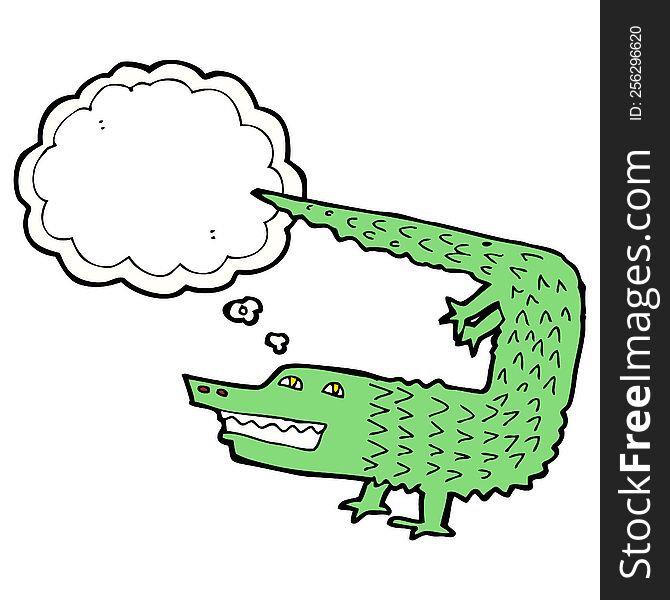 cartoon crocodile with thought bubble