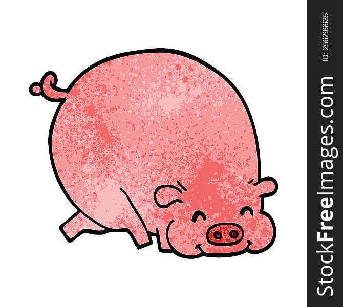 cartoon doodle fat pig