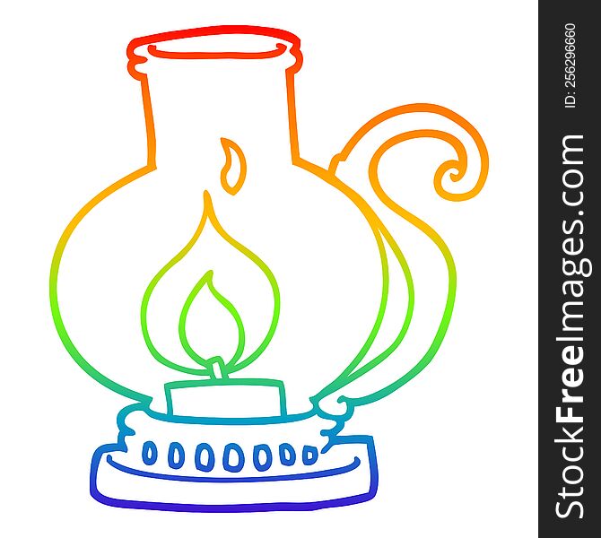 rainbow gradient line drawing of a cartoon lantern