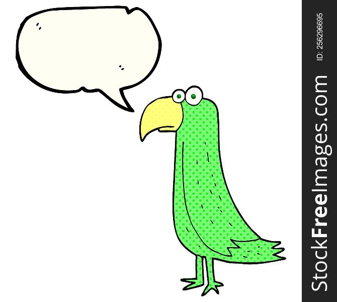 freehand drawn comic book speech bubble cartoon parrot