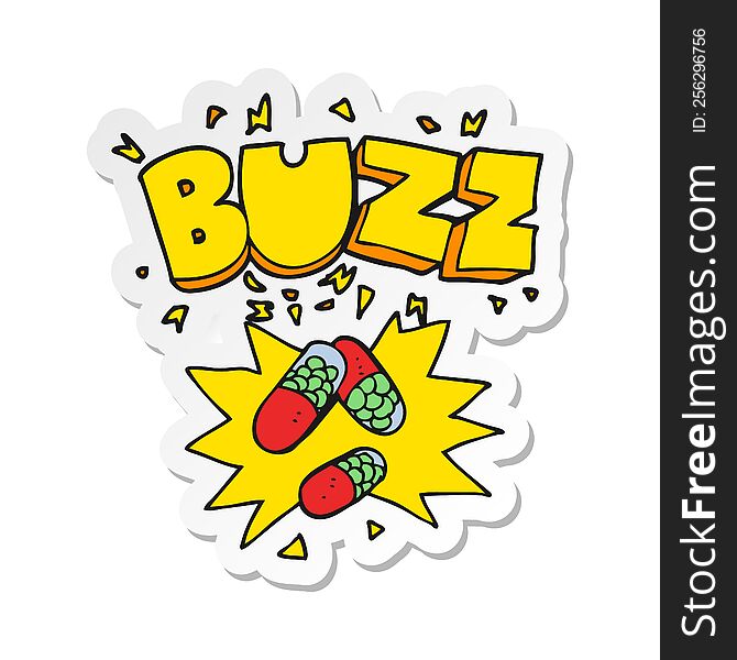 Sticker Of A Cartoon Stimulant Pills