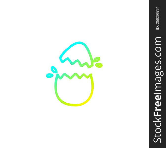 cold gradient line drawing of a hatching egg cartoon