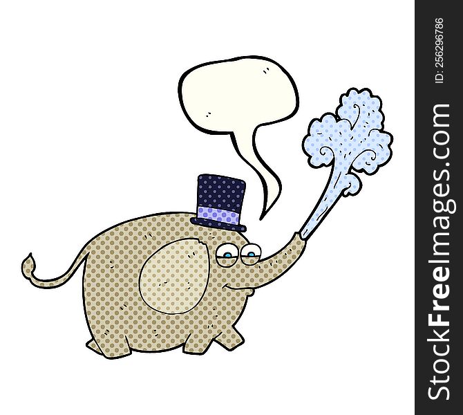 freehand drawn comic book speech bubble cartoon elephant squirting water