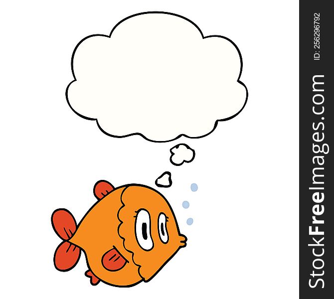 cartoon fish with thought bubble. cartoon fish with thought bubble
