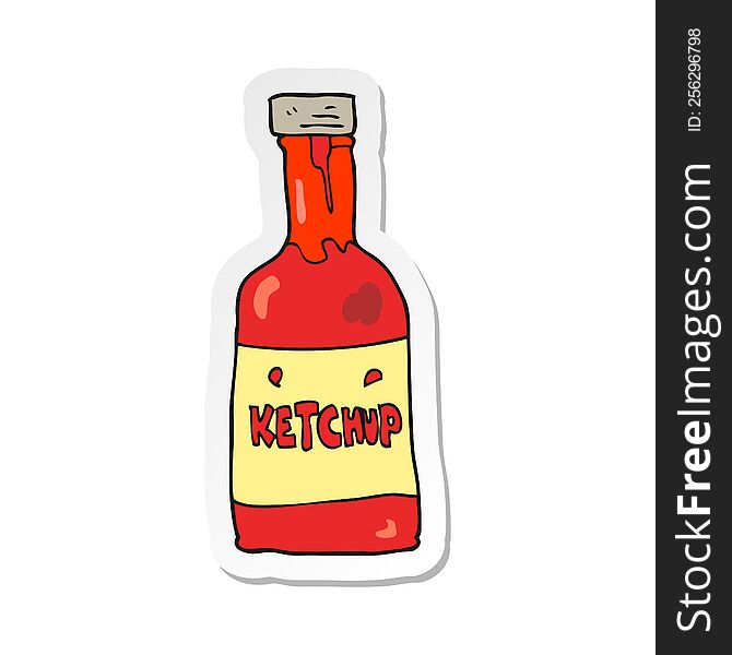 sticker of a cartoon ketchup