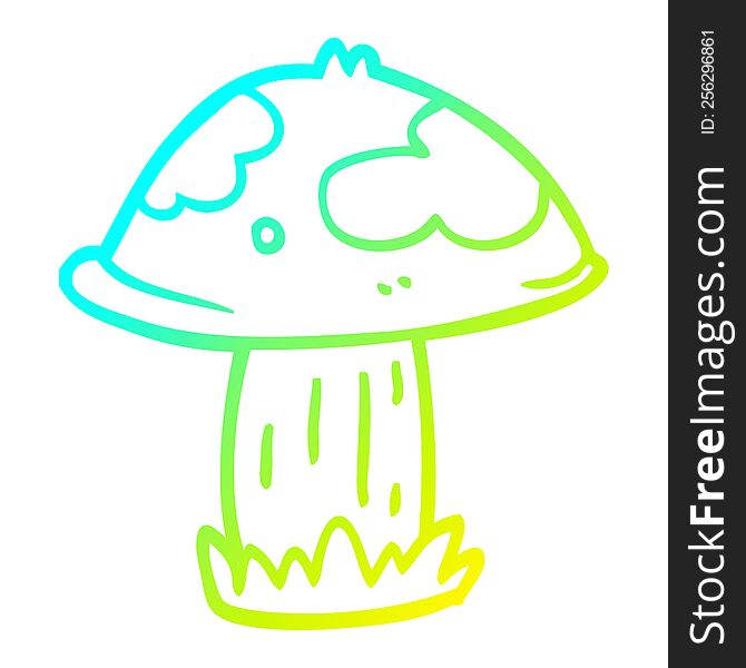 cold gradient line drawing cartoon wild mushroom