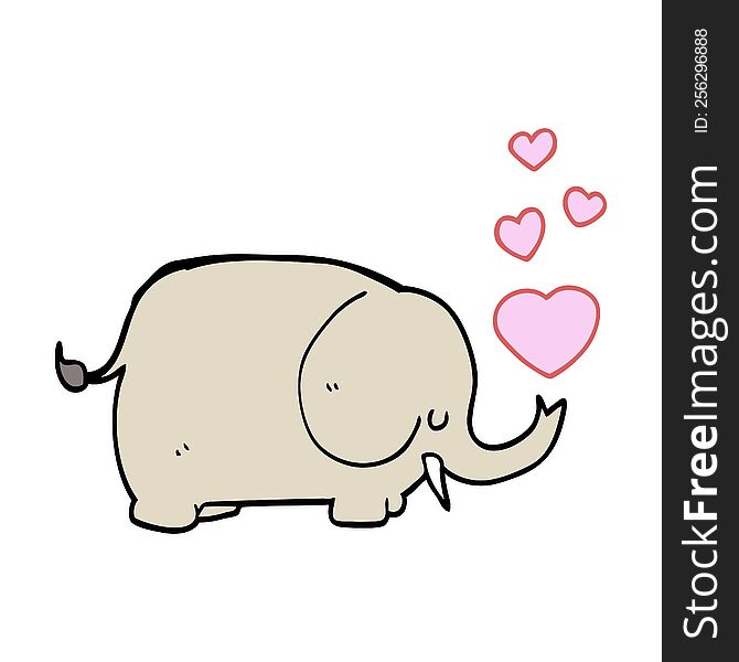 cute cartoon elephant with love hearts