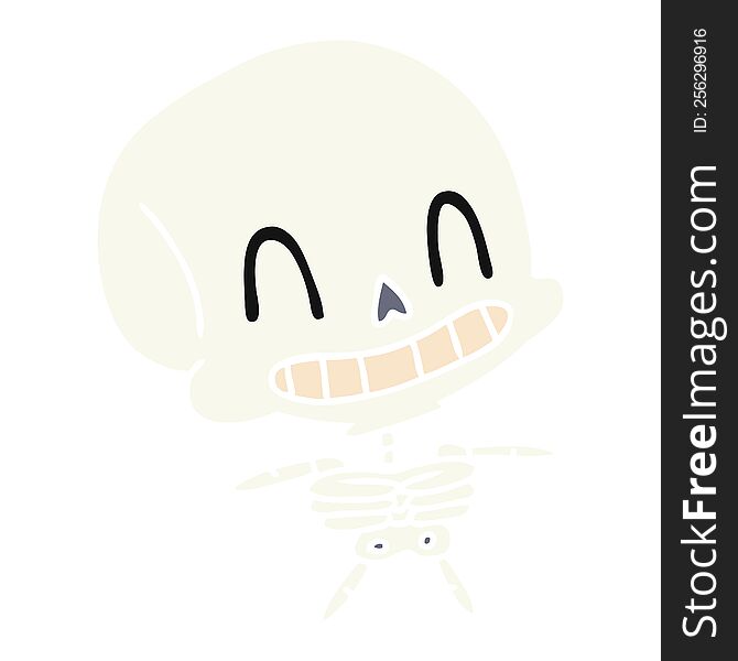 freehand drawn cartoon of spooky kawaii skeleton