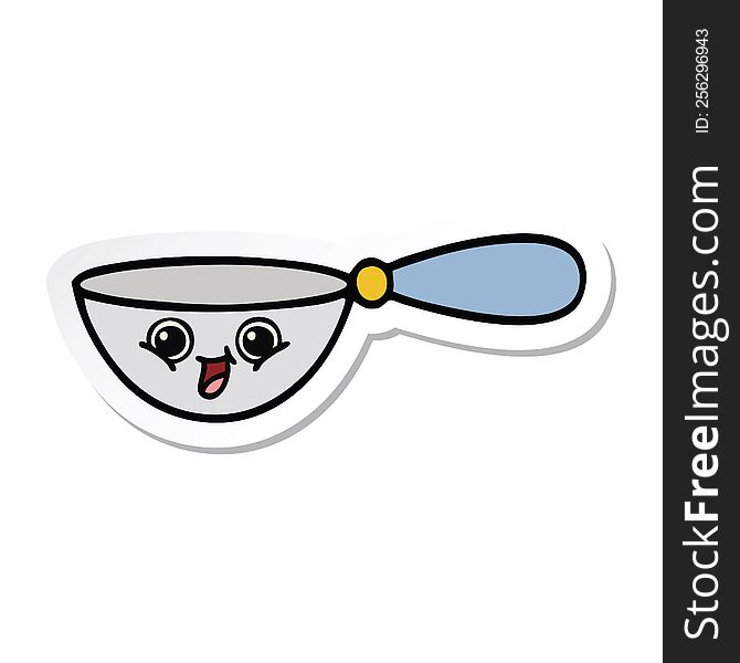 sticker of a cute cartoon measuring spoon