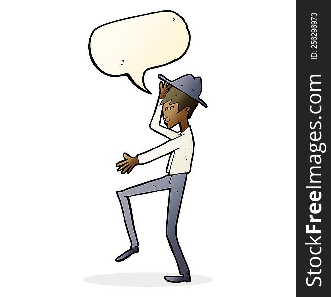 Cartoon Fashionable Man With Speech Bubble