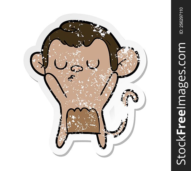 Distressed Sticker Of A Cartoon Monkey