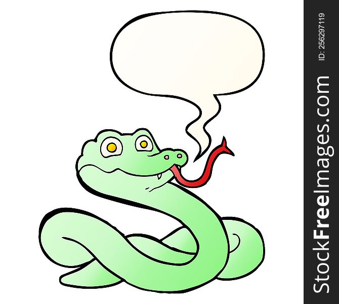 Cartoon Snake And Speech Bubble In Smooth Gradient Style