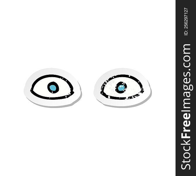 Retro Distressed Sticker Of A Cartoon Staring Eyes