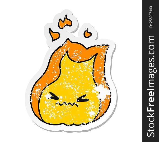 Distressed Sticker Cartoon Of Cute Kawaii Fire Flame