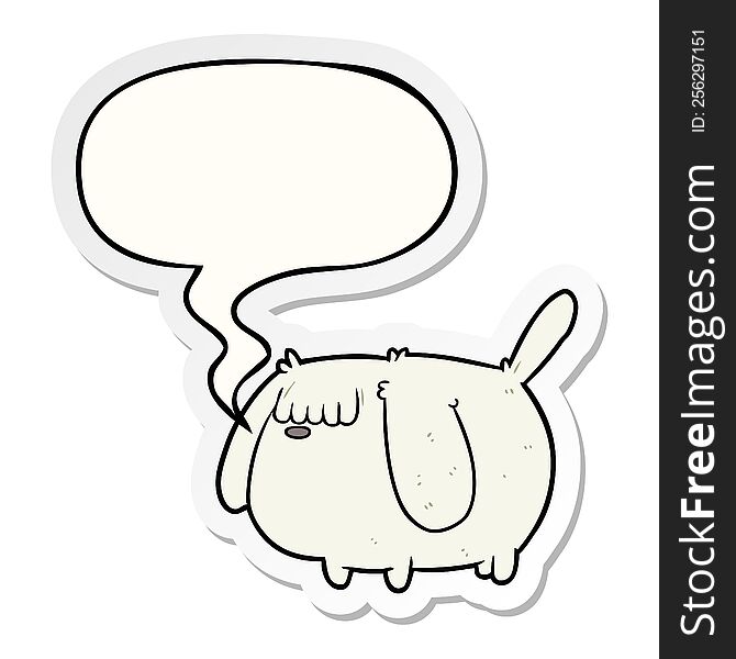 Cute Funny Cartoon Dog And Speech Bubble Sticker