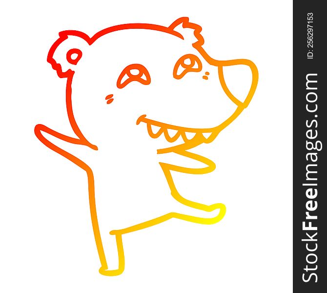 Warm Gradient Line Drawing Cartoon Bear Dancing