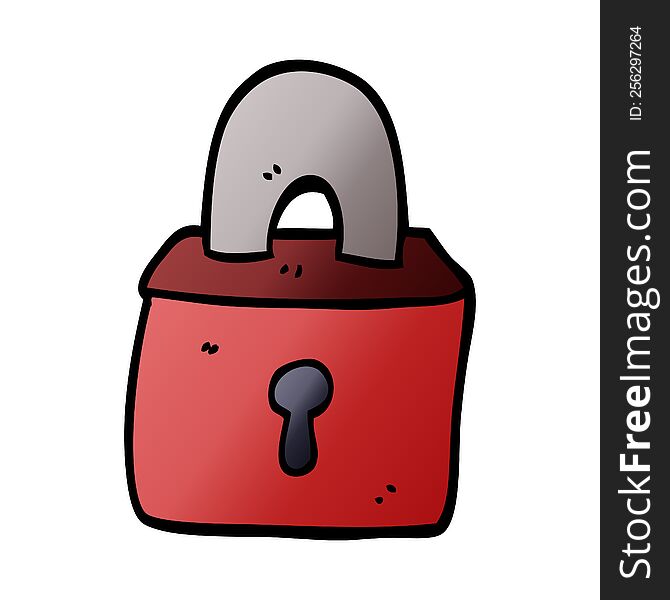 cartoon doodle locked padlock
