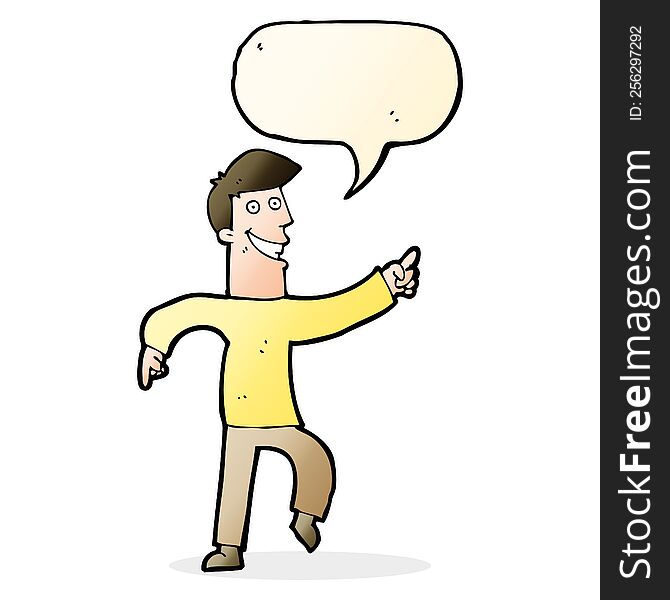 Cartoon Grinning Man With Speech Bubble