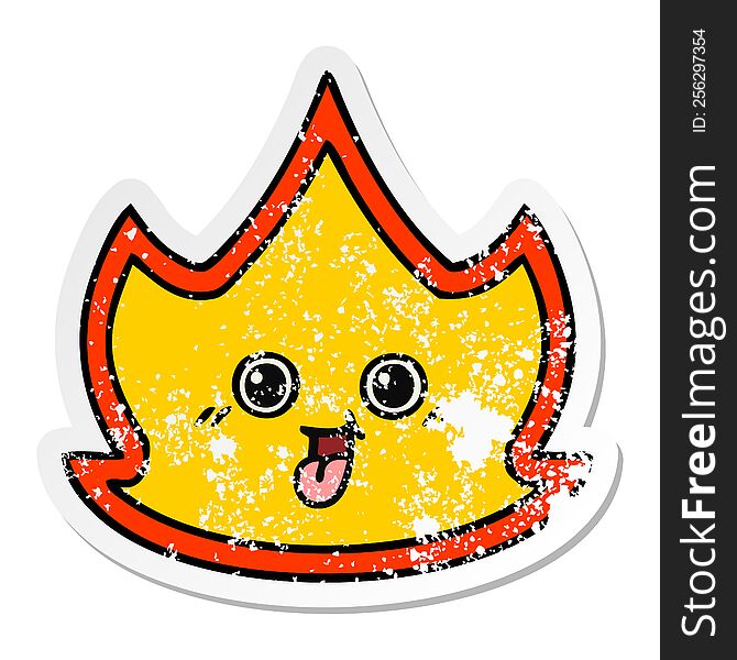 Distressed Sticker Of A Cute Cartoon Fire