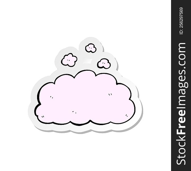 sticker of a cartoon fluffy pink cloud