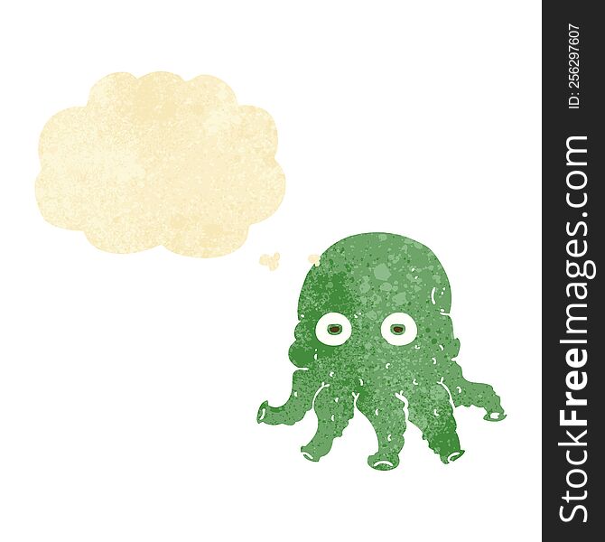 Cartoon Alien Squid Face With Thought Bubble