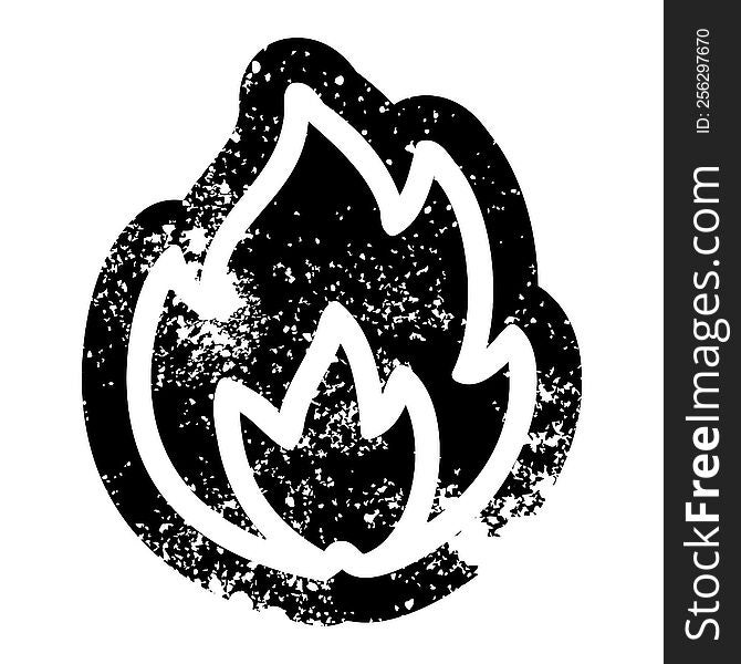 simple flame distressed icon symbol