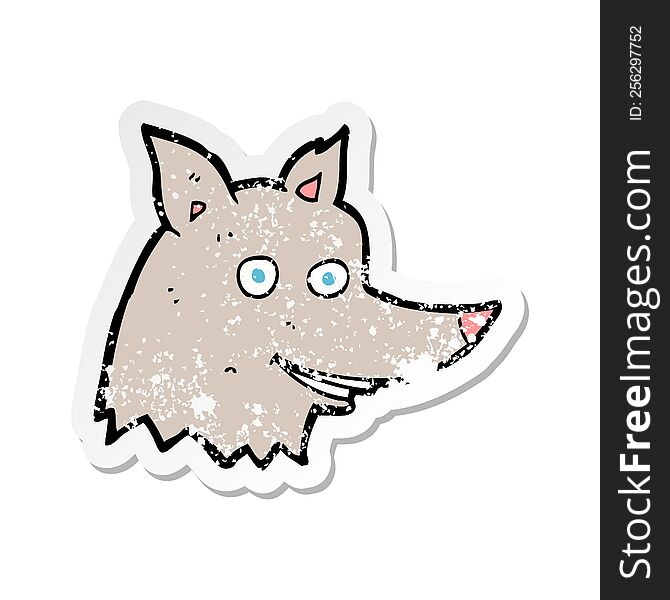 retro distressed sticker of a cartoon wolf head