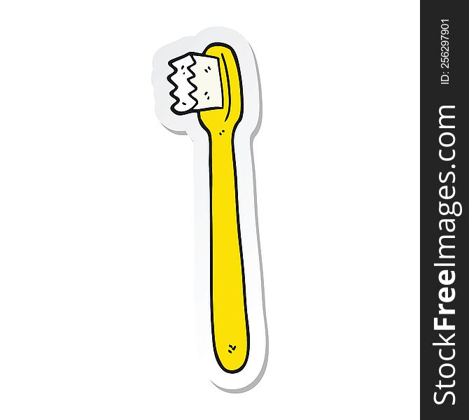 Sticker Of A Cartoon Toothbrush